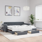 Dnevni krevet s pomoćnim ležajem i ladicama bez madraca tamno siva 90x190 cm