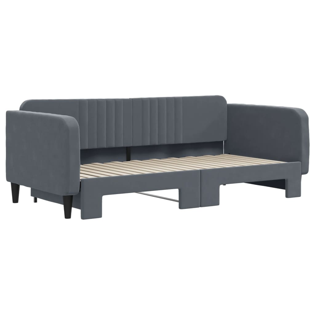 Dnevni krevet s pomoćnim ležajem bez madraca tamno siva 90x190 cm