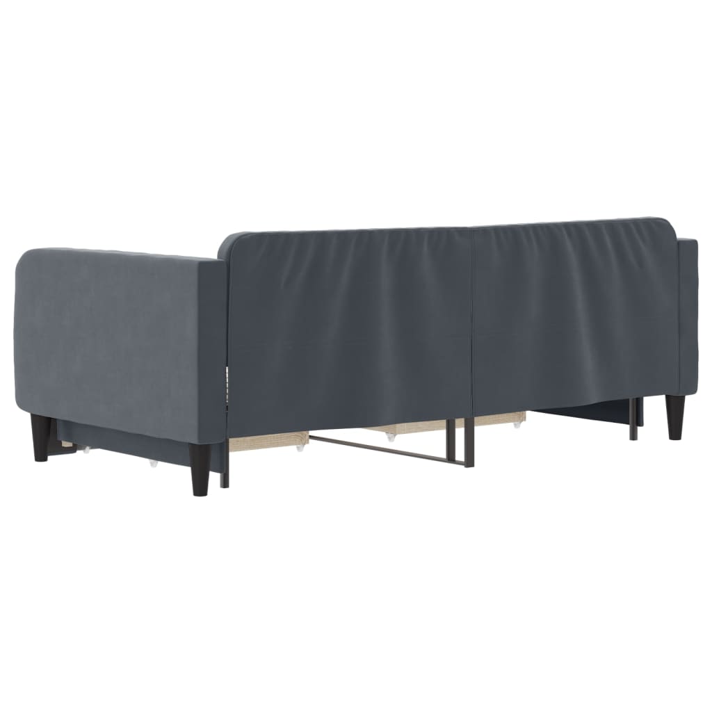 Dnevni krevet s pomoćnim ležajem i ladicama bez madraca tamno siva 90x190 cm