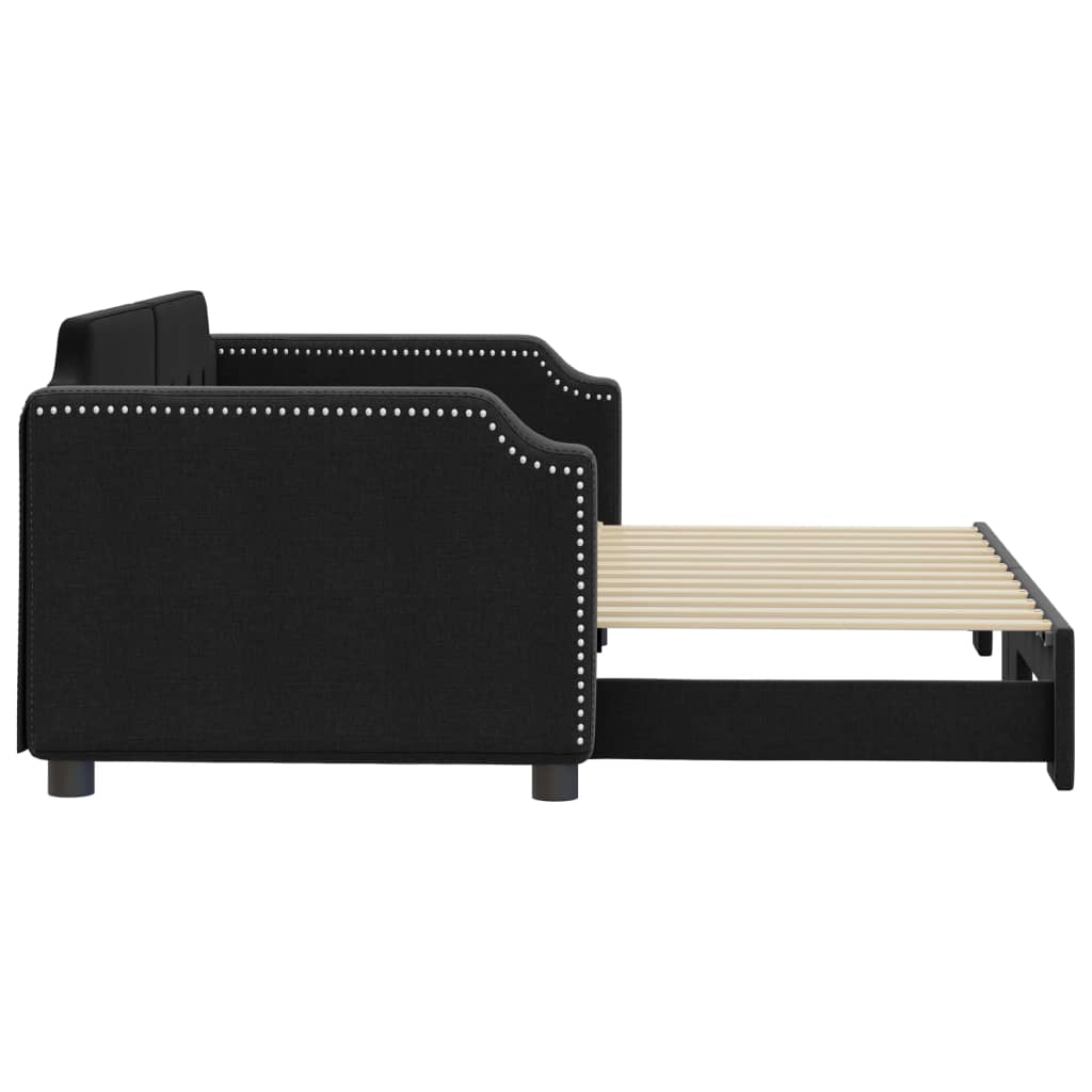 Dnevni krevet na razvlačenje crni 90 x 200 cm od tkanine