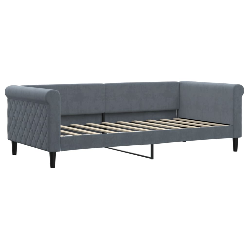 Dnevni krevet s pomoćnim ležajem i madracima tamno sivi 90x190 cm baršun