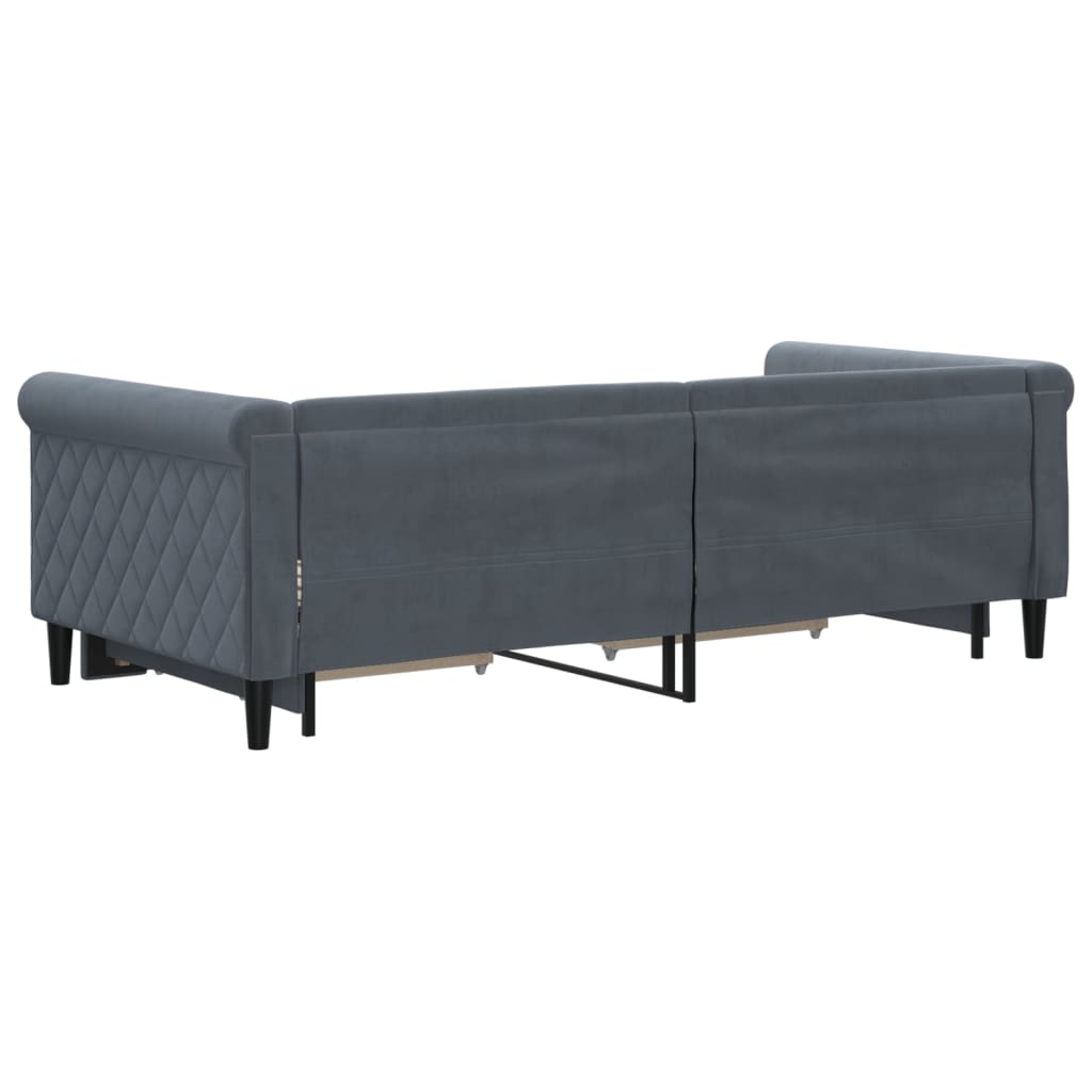 Dnevni krevet s pomoćnim ležajem i ladicama bez madraca tamno siva 90x190 cm