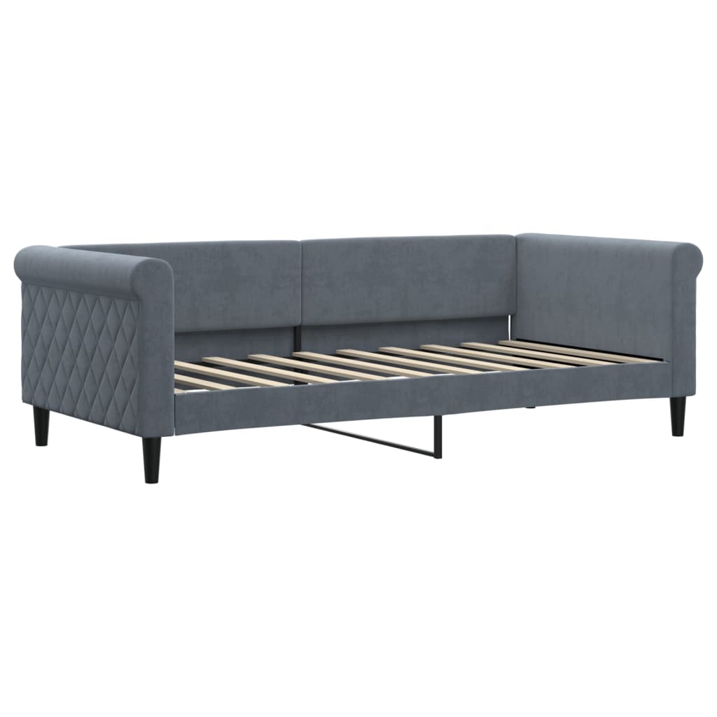 Dnevni krevet s pomoćnim ležajem i ladicama bez madraca tamno siva 90x190 cm