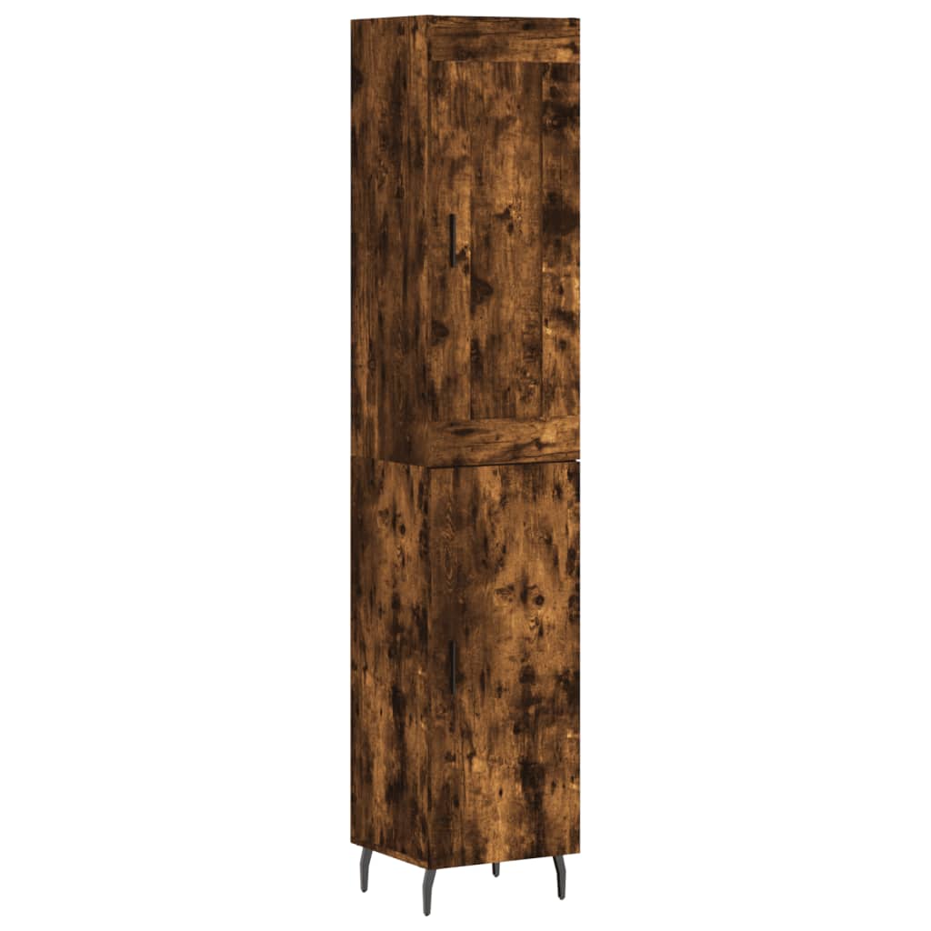 Visoka komoda dimljeni hrast 34,5x34x180cm konstruiranog drva Smeđa