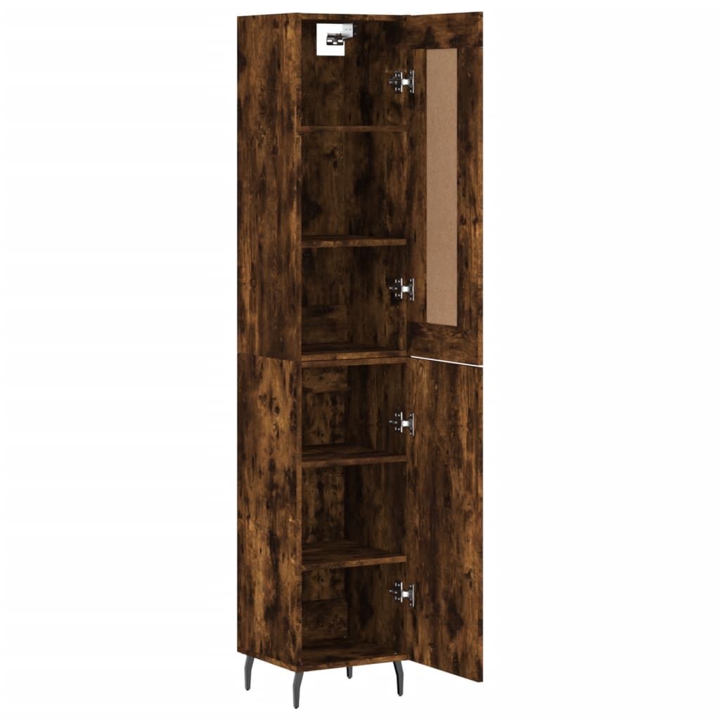Visoka komoda dimljeni hrast 34,5x34x180cm konstruiranog drva Smeđa
