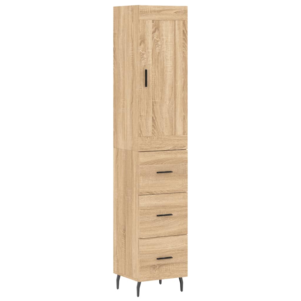 Visoka komoda hrasta sonome 34,5x34x180cm od konstruiranog drva Smeđa
