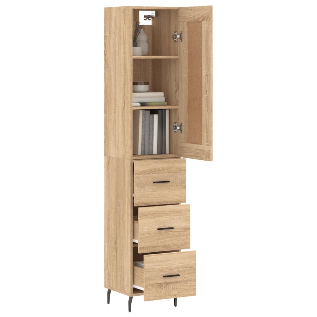 Visoka komoda hrasta sonome 34,5x34x180cm od konstruiranog drva Smeđa