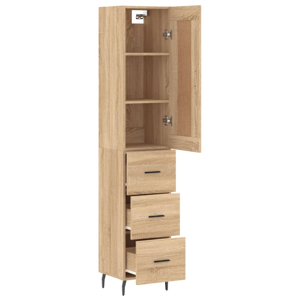 Visoka komoda hrasta sonome 34,5x34x180cm od konstruiranog drva Smeđa