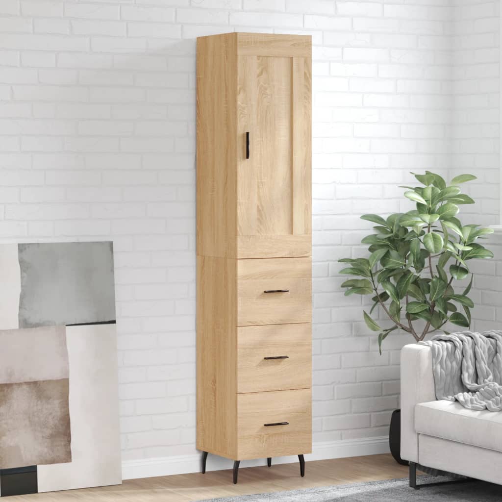 Visoka komoda hrasta sonome 34,5x34x180cm od konstruiranog drva Smeđa