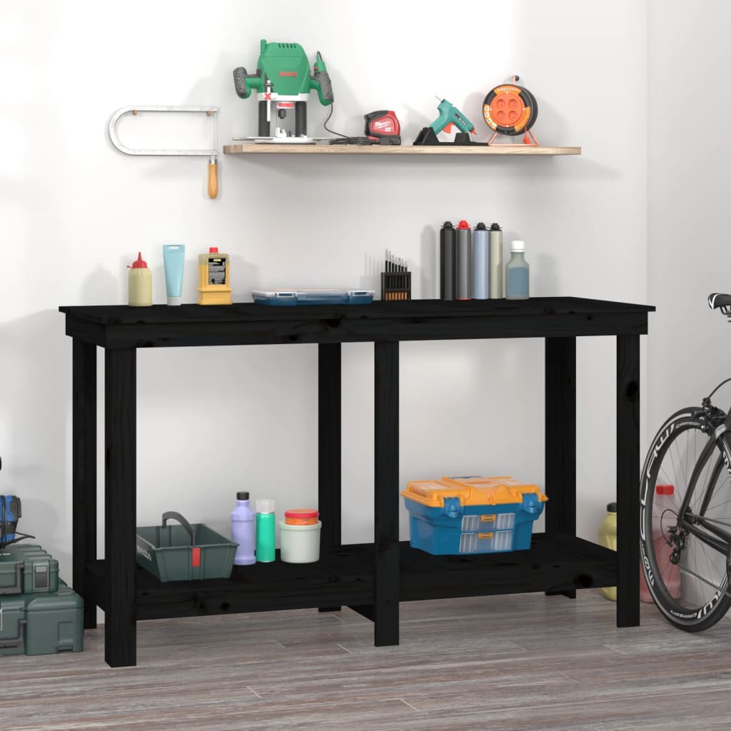 Radni stol Crna 140x50x80 cm od masivne borovine