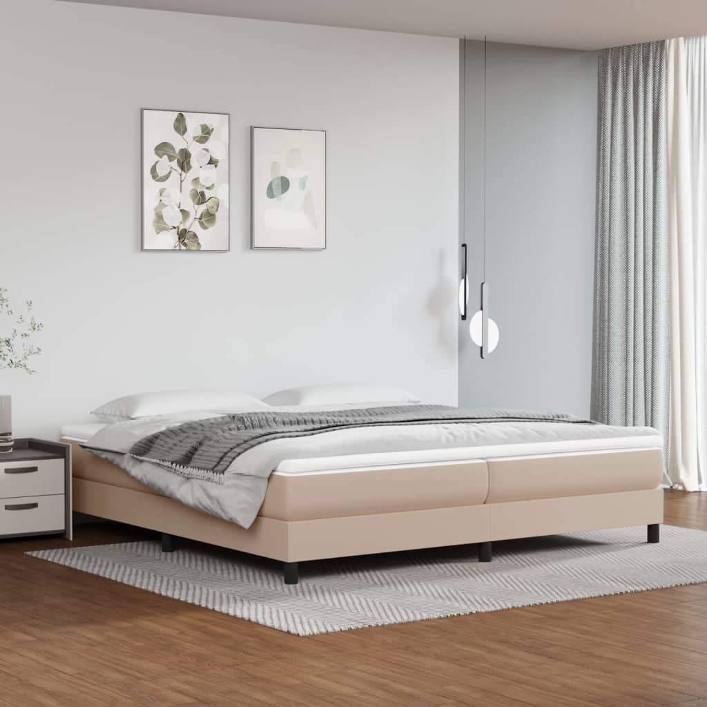 Krevet box spring s madracem cappuccino 200x200cm umjetna koža