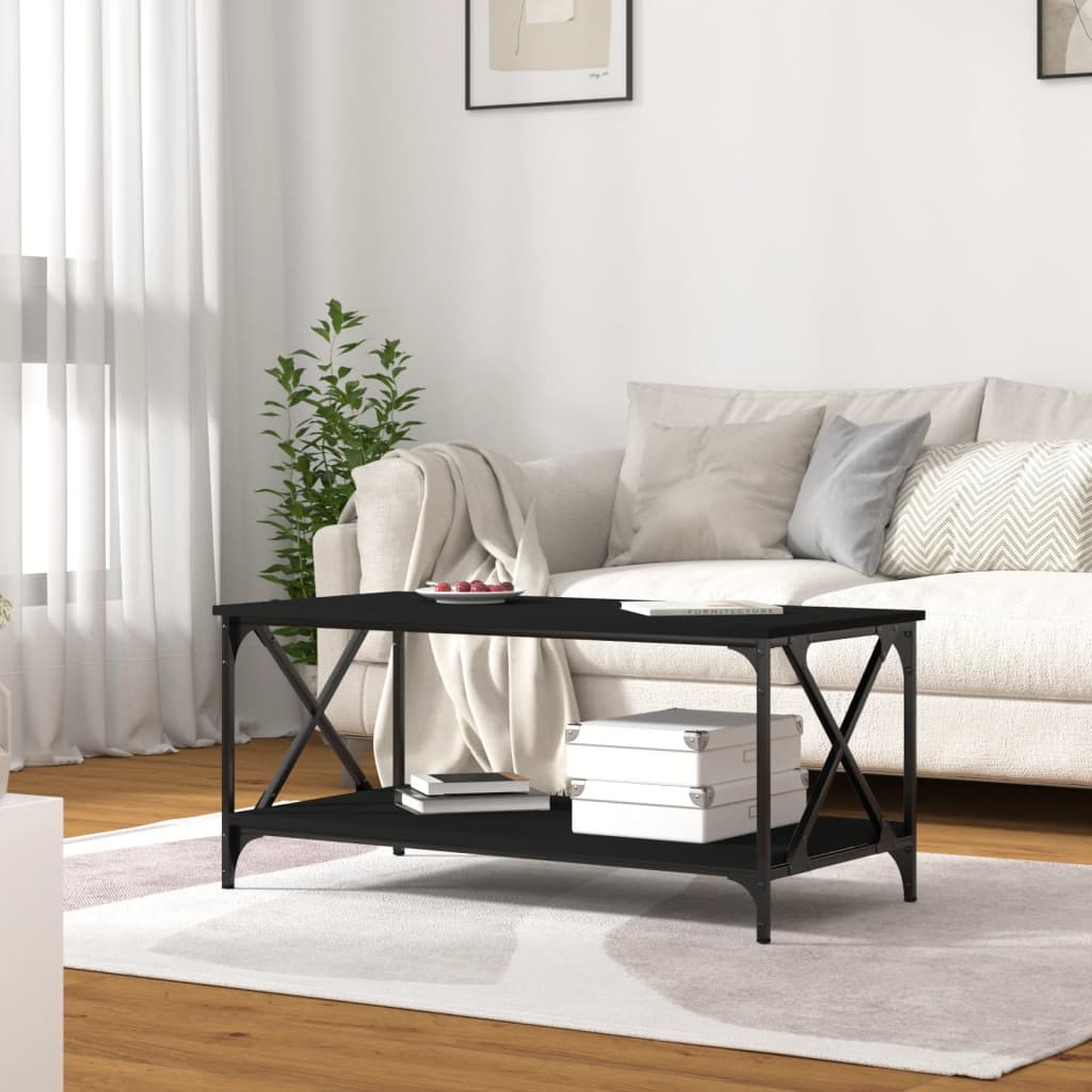 Stolić za kavu crni 100x50x45 cm konstruirano drvo i željezo