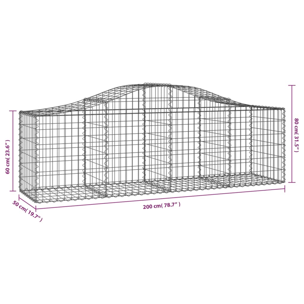 Lučne gabionske košare 13 kom 200x50x60/80 cm pocinčano željezo