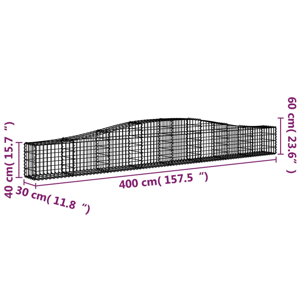 Lučne gabionske košare 6 kom 400x30x40/60 cm pocinčano željezo