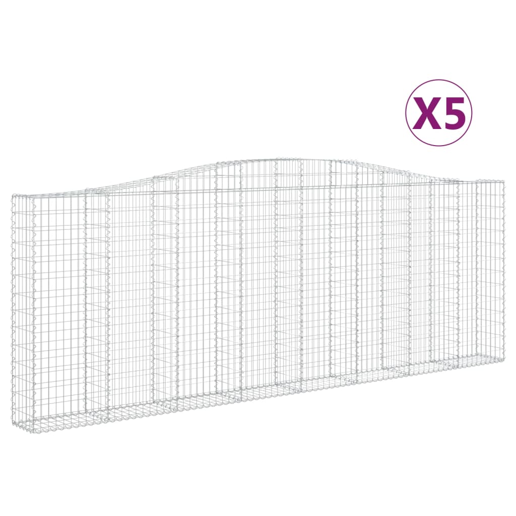 Lučne gabionske košare 5 kom 400x30x40/60 cm pocinčano željezo Srebrna 400 x 30 x 140/160 cm