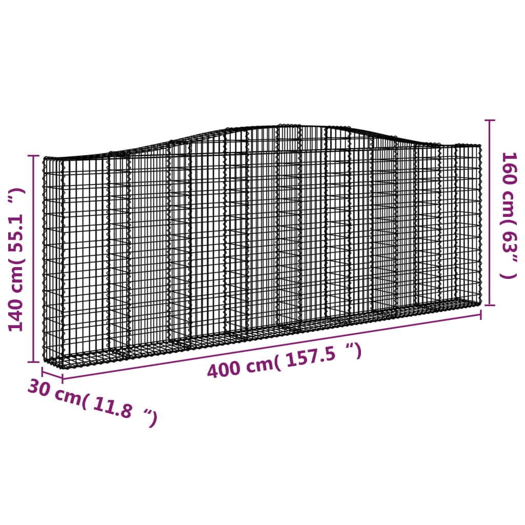 Lučne gabionske košare 5 kom 400x30x40/60 cm pocinčano željezo Srebrna 400 x 30 x 140/160 cm