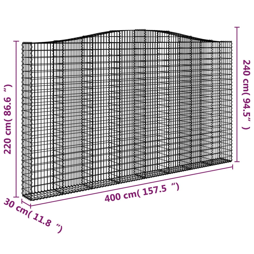 Lučne gabionske košare 2 kom 400x30x220/240cm pocinčano željezo