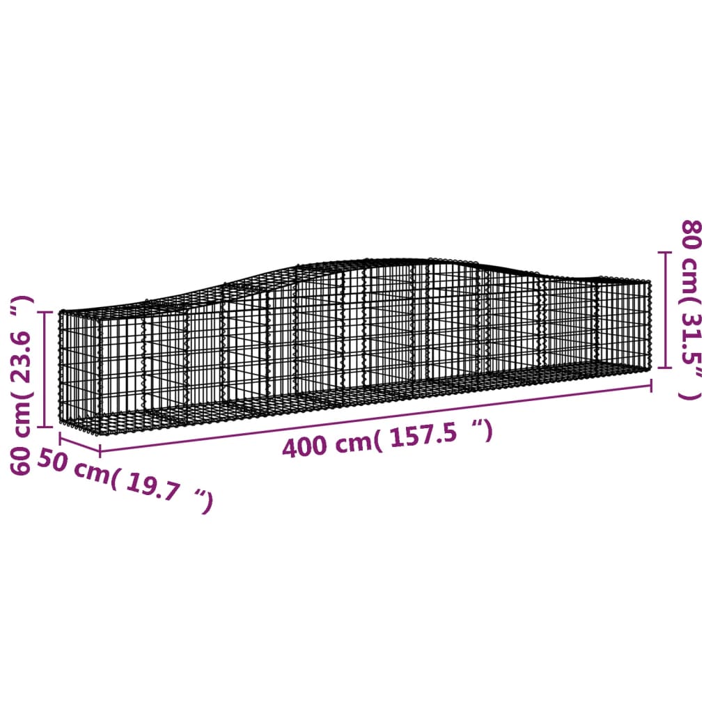 Lučne gabionske košare 10 kom 400x50x60/80 cm pocinčano željezo