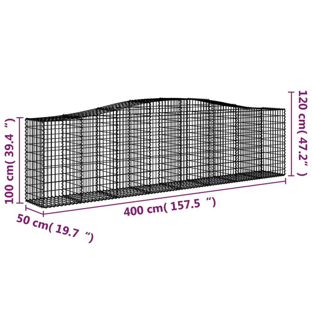 Lučne gabionske košare 25kom 400x50x100/120cm pocinčano željezo