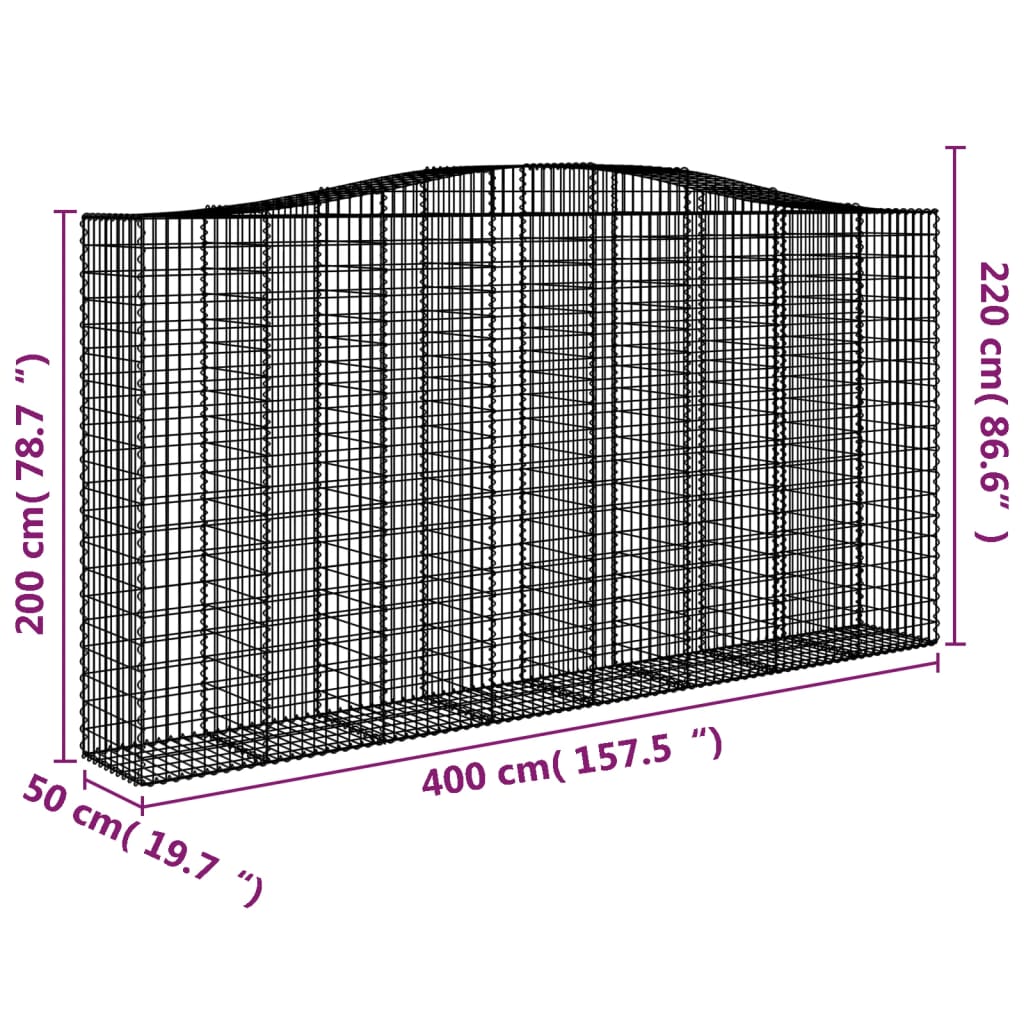 Lučne gabionske košare 2 kom 400x50x200/220cm pocinčano željezo