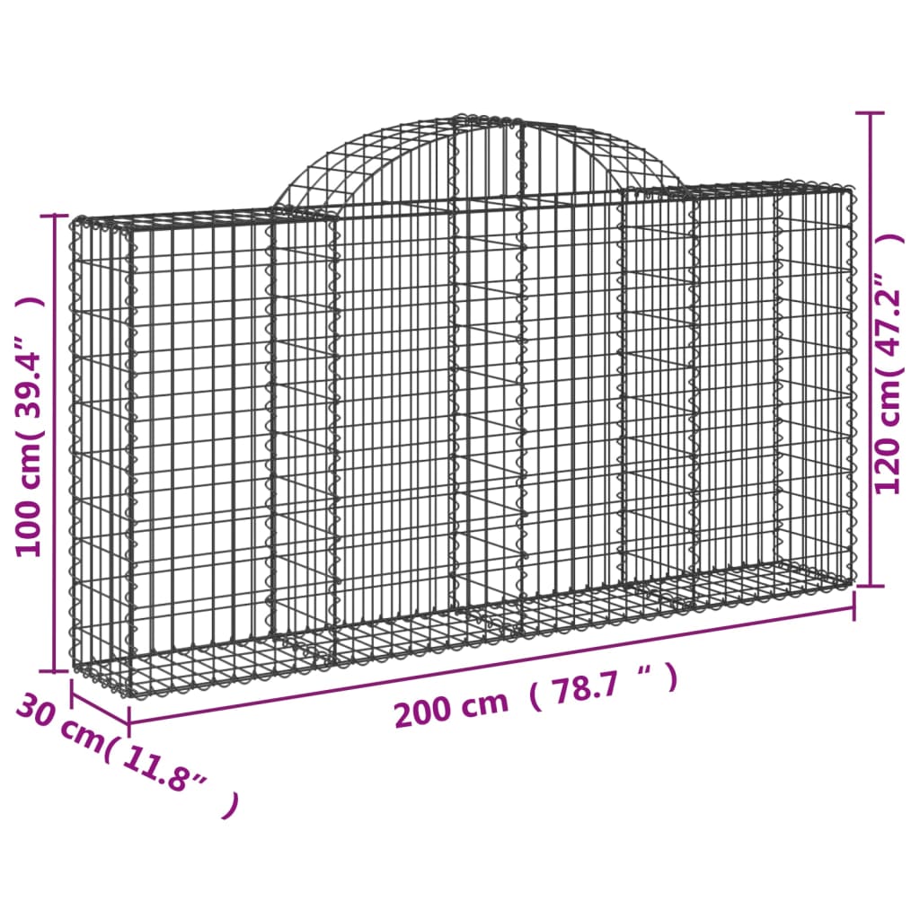 Lučne gabionske košare 9 kom 200x30x100/120cm pocinčano željezo