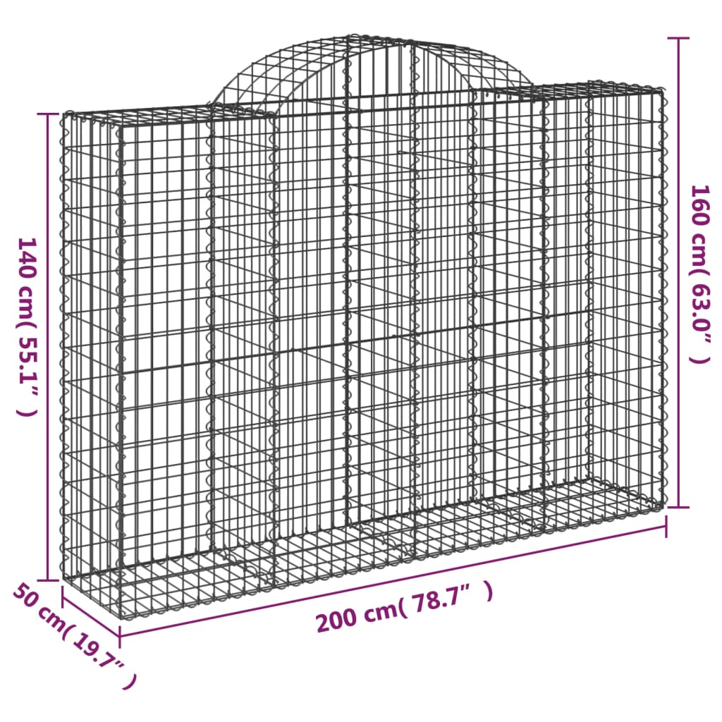 Lučne gabionske košare 15kom 200x50x140/160cm pocinčano željezo