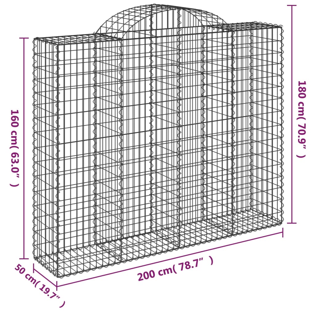 Lučne gabionske košare 3 kom 200x50x160/180cm pocinčano željezo