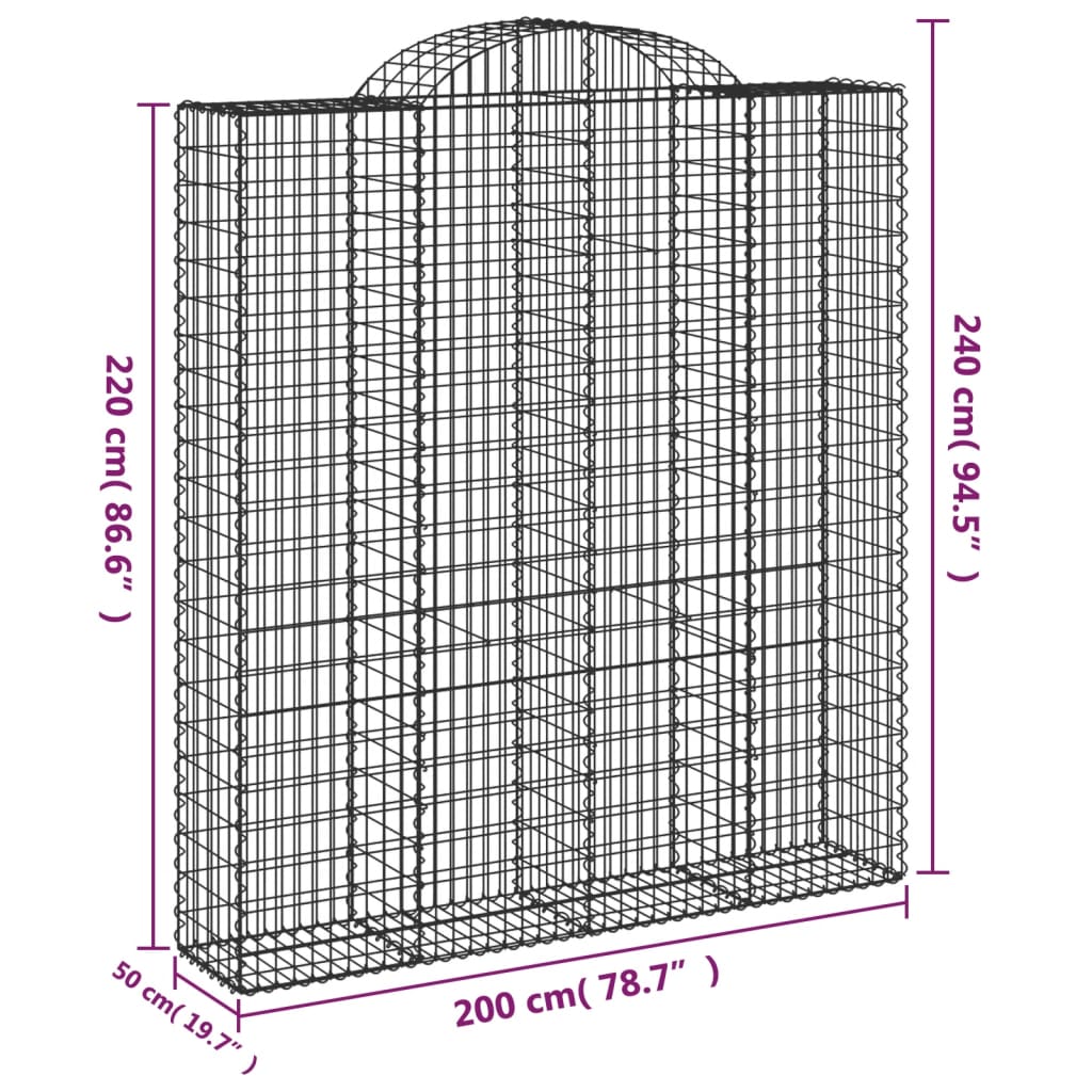 Lučne gabionske košare 18 kom 200x50x220/240 cm pocinčano željezo
