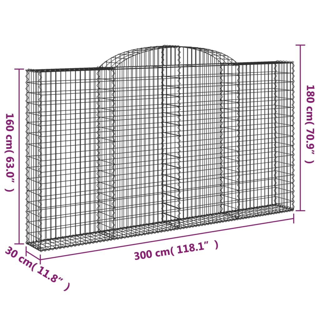 Lučne gabionske košare 5 kom 300x30x160/180cm pocinčano željezo