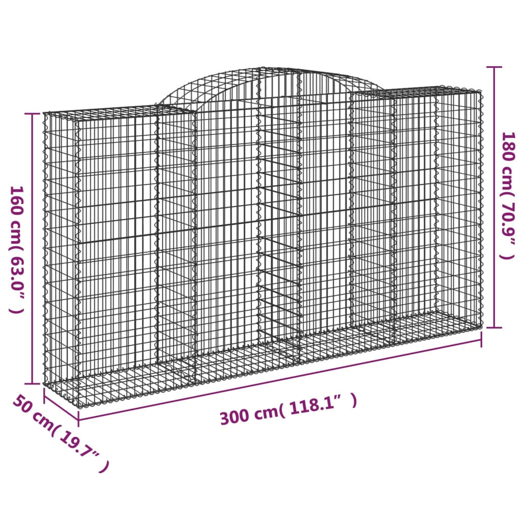 Lučne gabionske košare 25 kom 300x50x160/180 cm pocinčano željezo