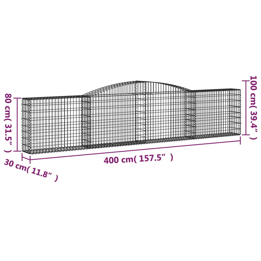 Lučne gabionske košare 10 kom 400x30x80/100cm pocinčano željezo
