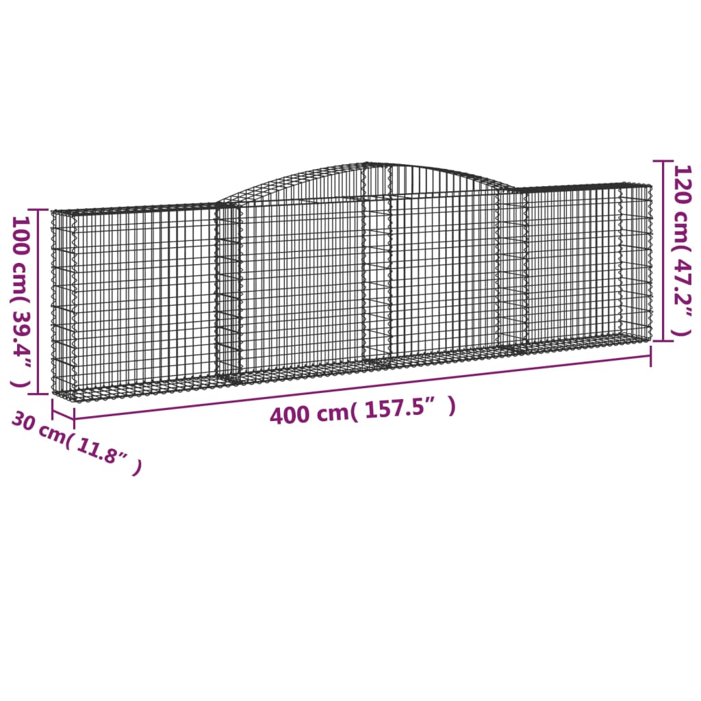 Lučne gabionske košare 4 kom 400x30x100/120cm pocinčano željezo