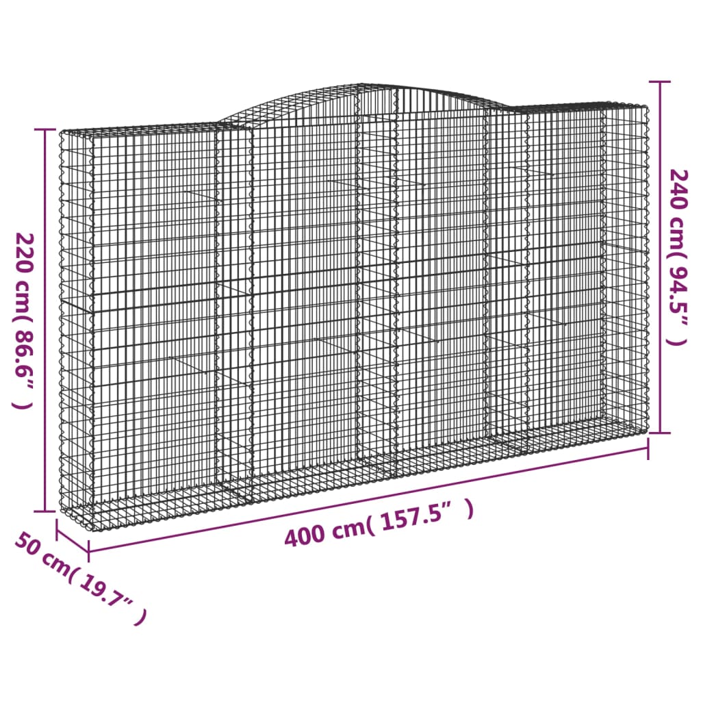 Lučne gabionske košare 6 kom 400x50x220/240cm pocinčano željezo