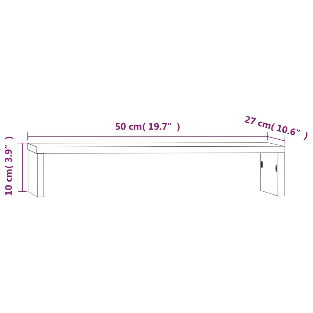 Stalak za monitor 50 x 27 x 10 cm od masivne borovine
