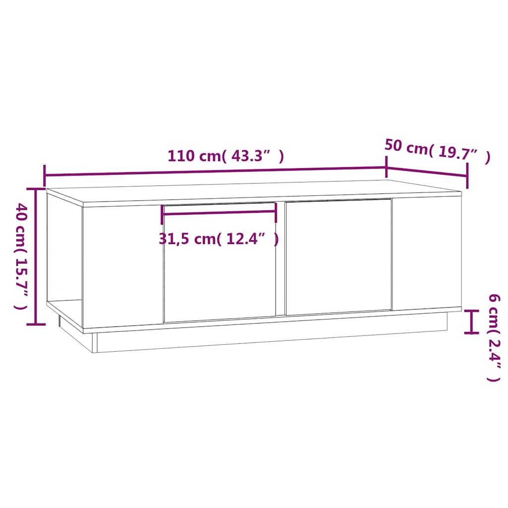 Stolić za kavu crni 110 x 50 x 40 cm od masivne borovine Crna