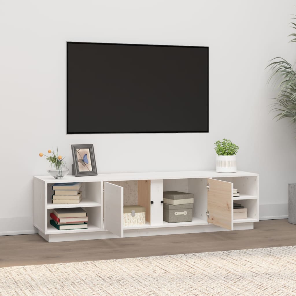 TV ormarić bijeli 156 x 40 x 40 cm od masivne borovine