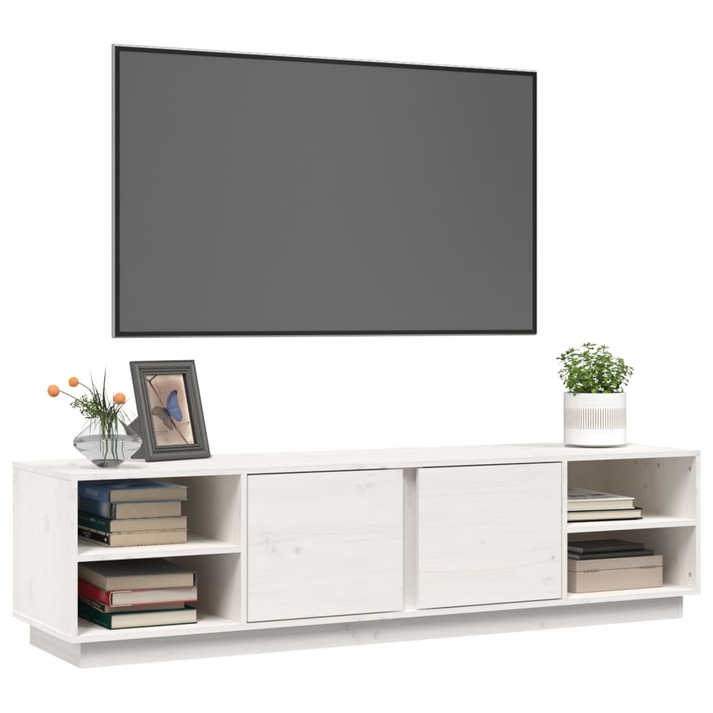 TV ormarić bijeli 156 x 40 x 40 cm od masivne borovine
