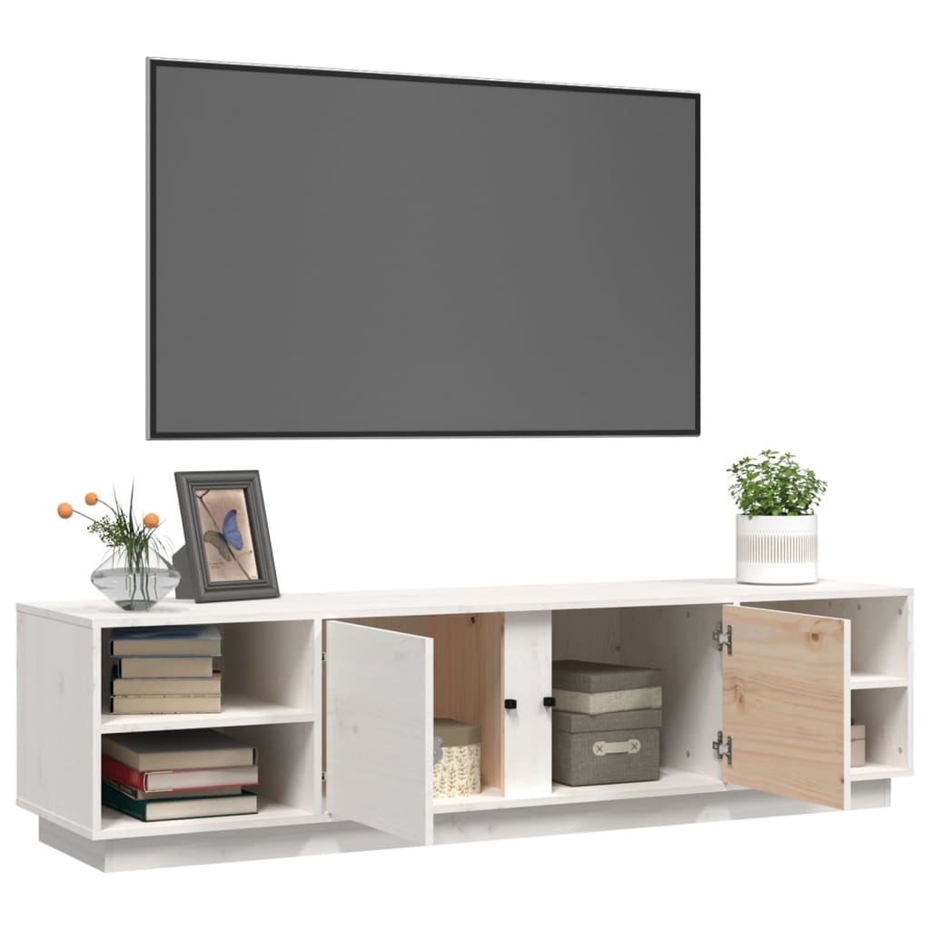 TV ormarić bijeli 156 x 40 x 40 cm od masivne borovine