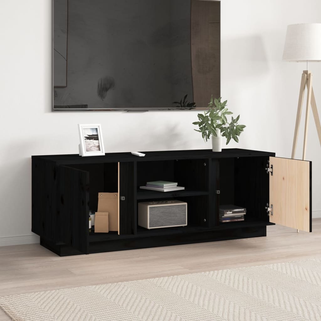 TV ormarić crni 110 x 35 x 40,5 cm od masivne borovine