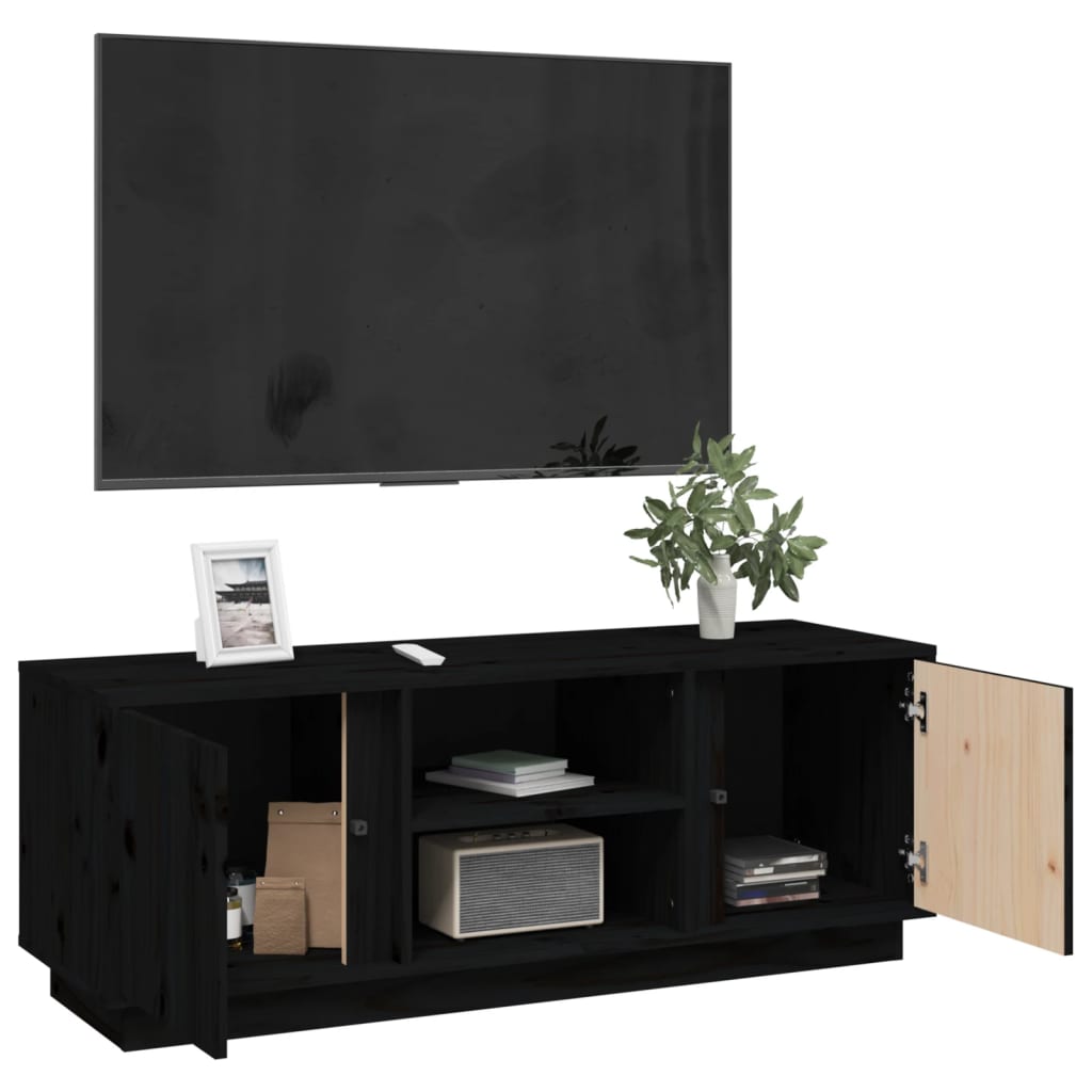 TV ormarić crni 110 x 35 x 40,5 cm od masivne borovine