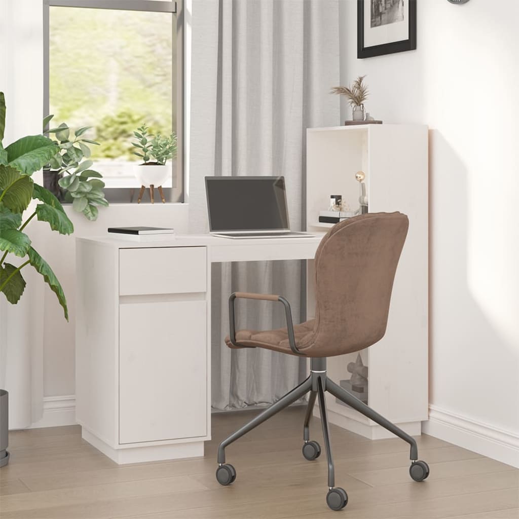 Radni stol bijeli 110 x 53 x 117 cm od masivne borovine
