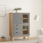Visoka komoda OTTA smeđe-siva 85x43x125 cm od masivne borovine