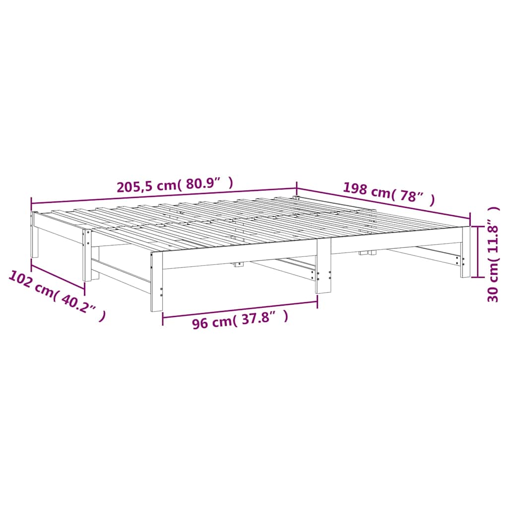 Dnevni ležaj na izvlačenje bijeli 100x200 cm borovina