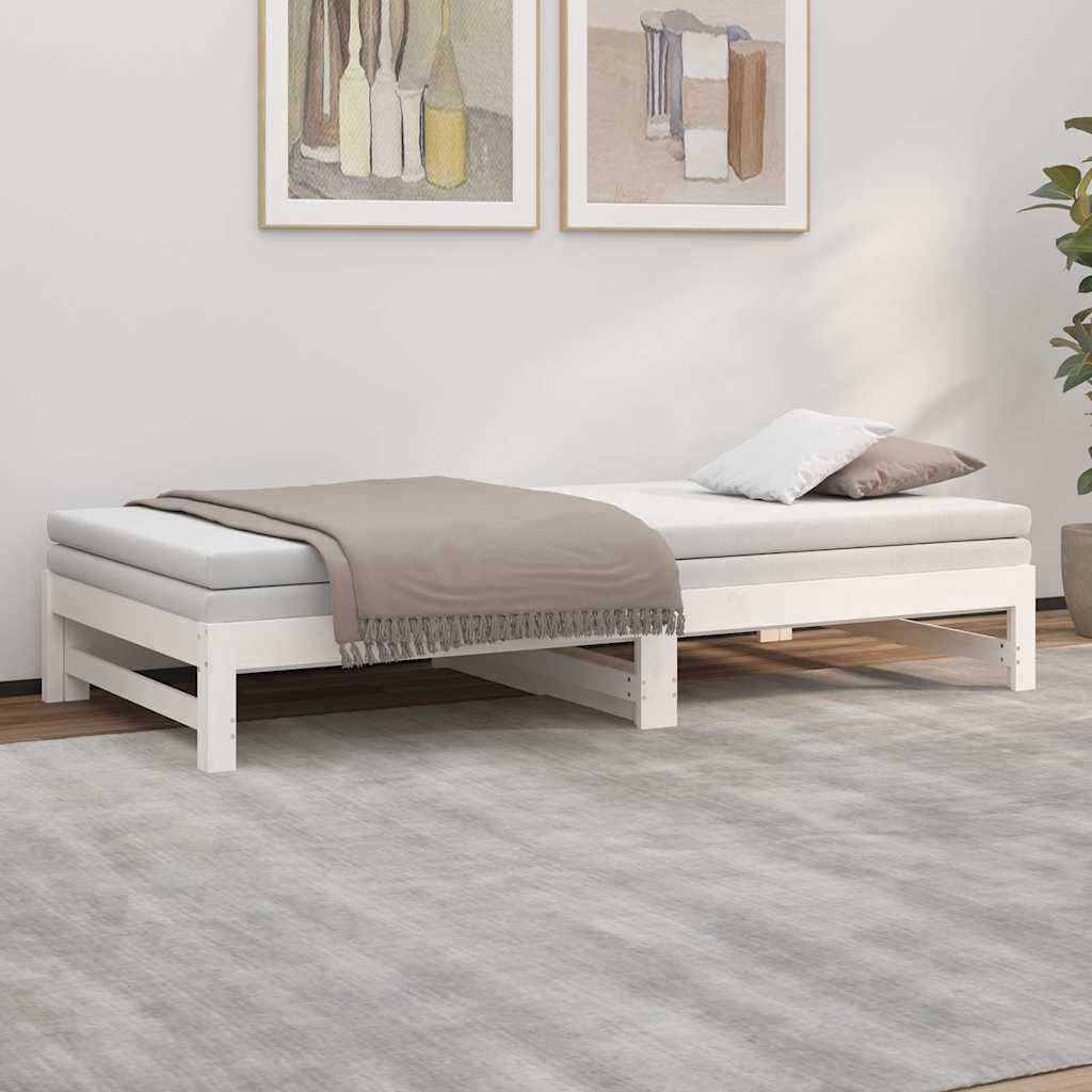 Dnevni ležaj na izvlačenje bijeli 100x200 cm borovina