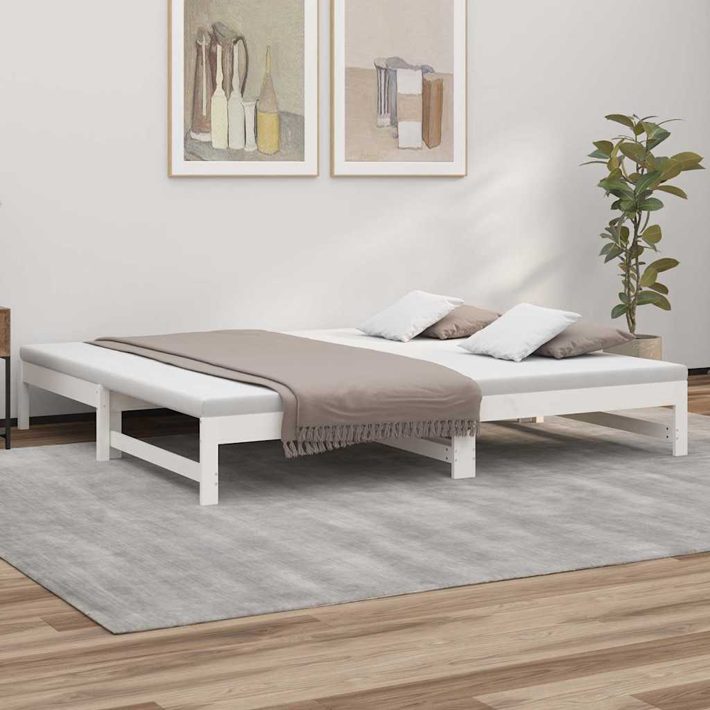 Dnevni ležaj na izvlačenje bijeli 100x200 cm borovina