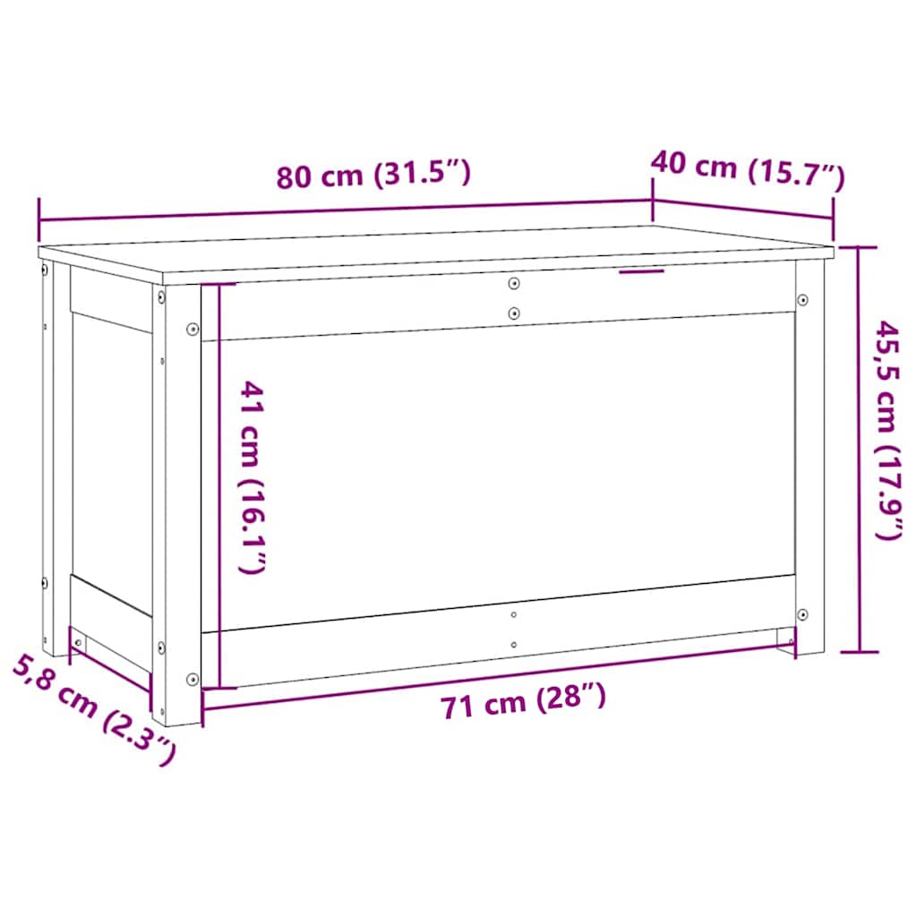 Kutija za pohranu 80 x 40 x 45,5 cm od masivne borovine
