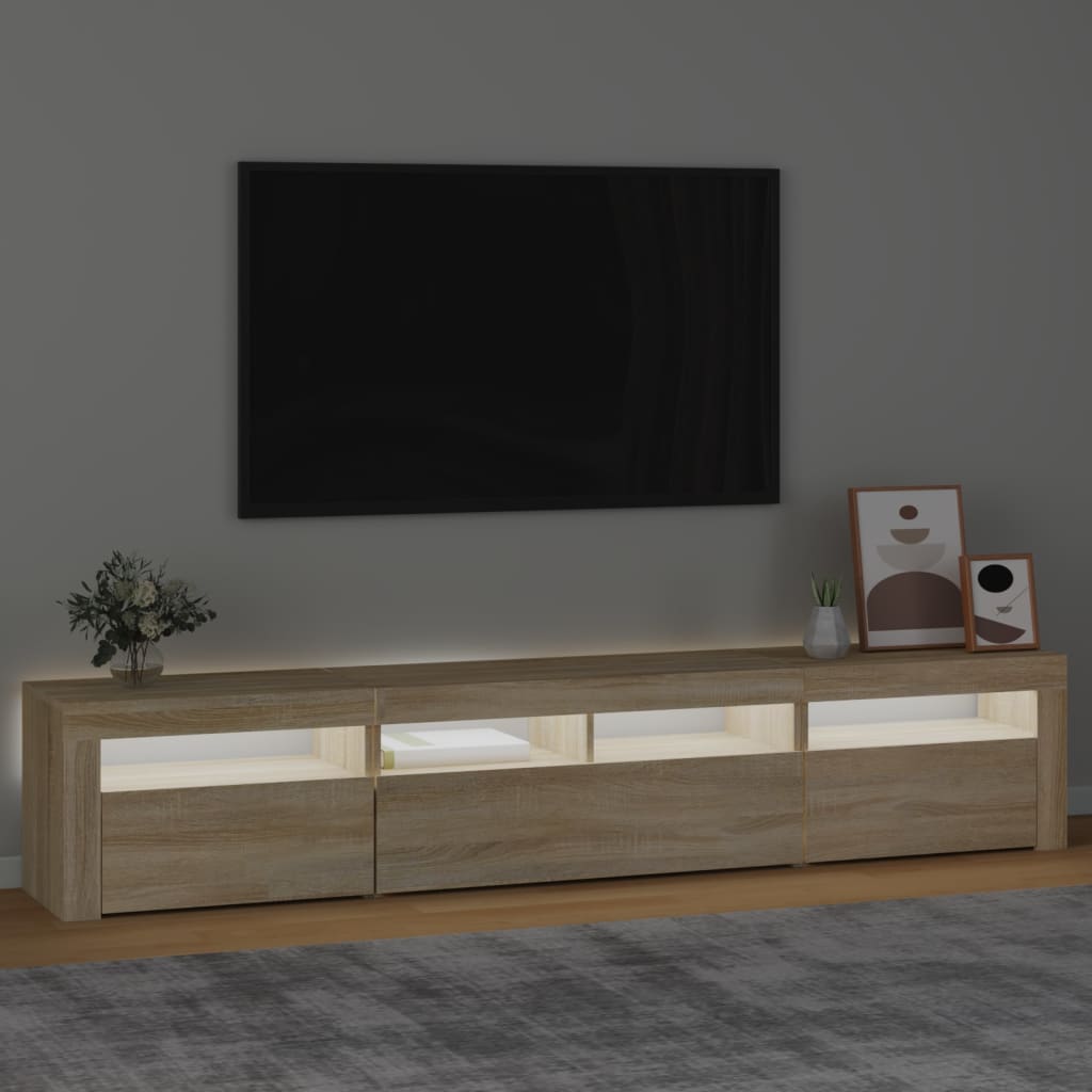 TV ormarić s LED svjetlima boja hrasta sonome 210x35x40 cm