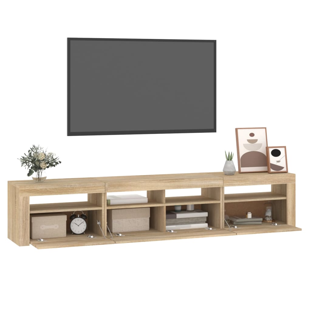 TV ormarić s LED svjetlima boja hrasta sonome 210x35x40 cm
