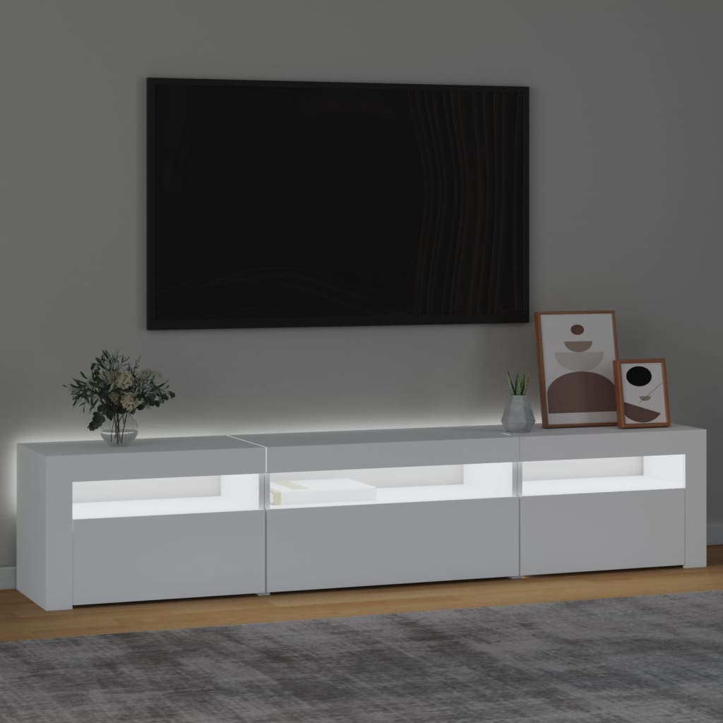 TV ormarić s LED svjetlima bijeli 195x35x40 cm