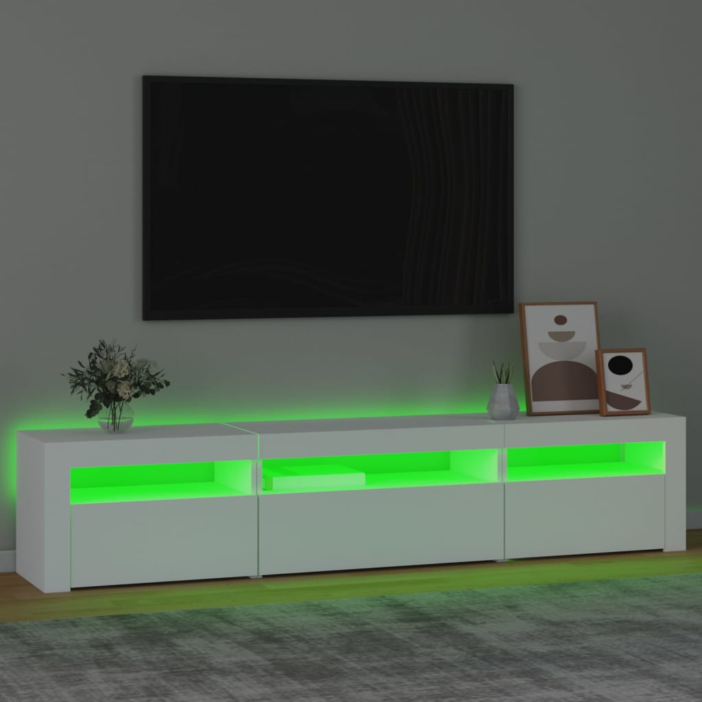 TV ormarić s LED svjetlima bijeli 195x35x40 cm